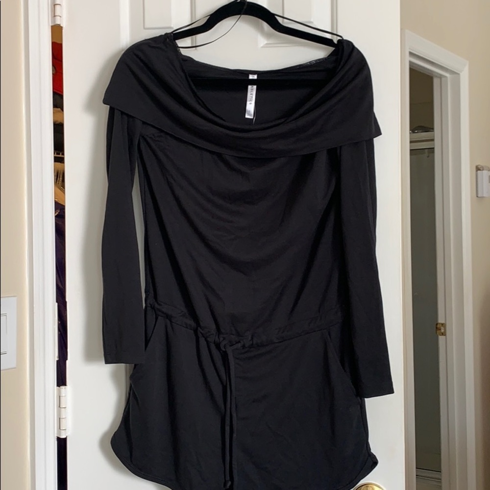 Off the shoulder Fabletics black romper